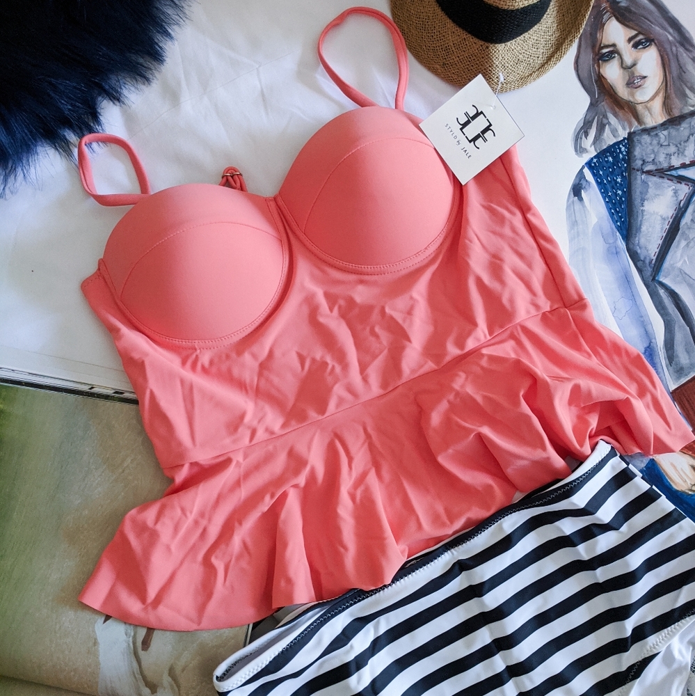 Utah Hot Spring High Waisted Striped Tankini Set